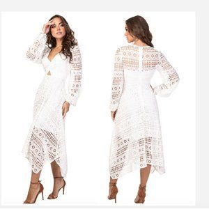 GUESS Women's Marcella Long Sleeve Crochet Midi Dress